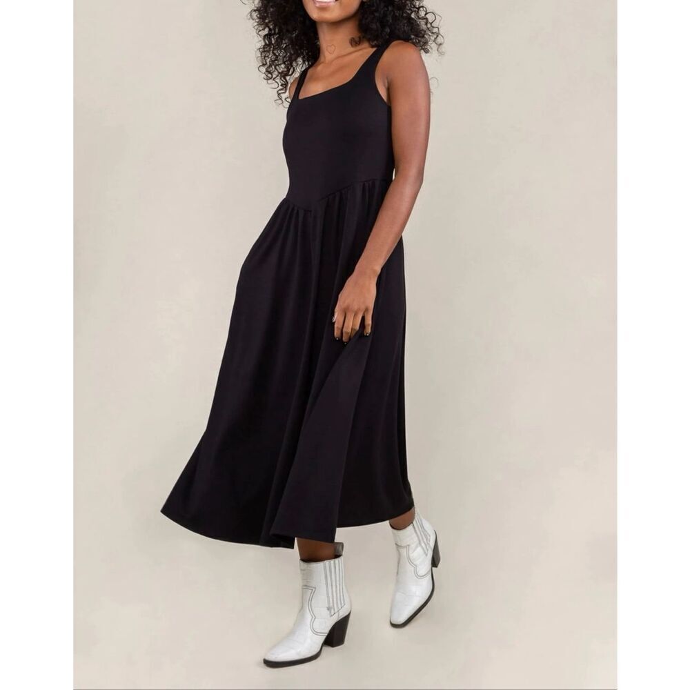 🌷 Universal Thread Black Ribbed Drop Waist Dress Size Small NWOT